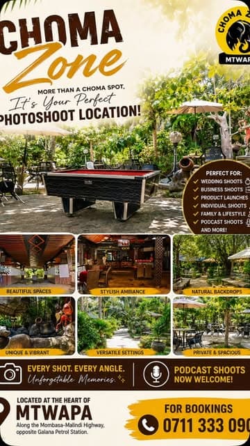 Choma Zone garden photoshoot location pool table and greenery
